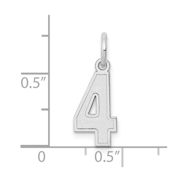 14k White Gold, Jersey Collection, Small Number 4 Pendant - Picture 4 of 5